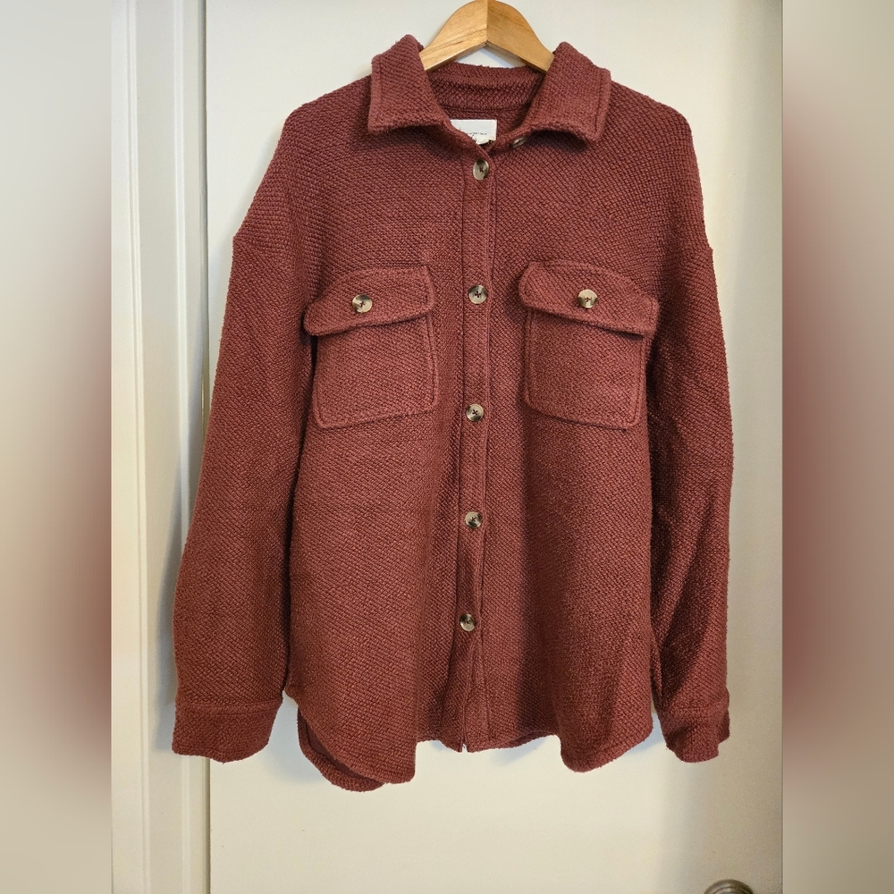 Anthropologie Rose Taupe Knit Shacket Shirt Tunic. Size Large - Picture 5 of 7